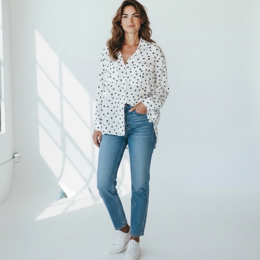 BELLA DAHL POLKA DOT Shirt Size M BNWT